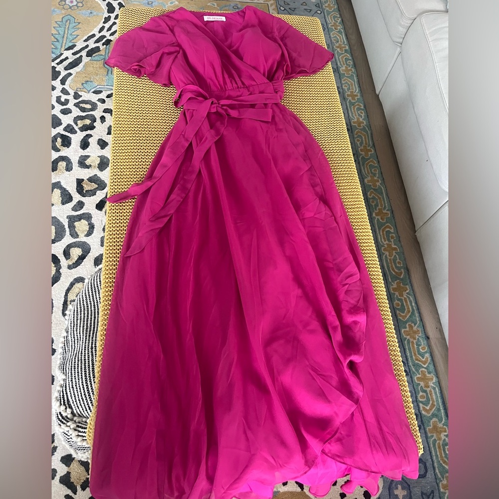 JJs House Fuchsia Asymmetrical Wrap Dress - Picture 2 of 6